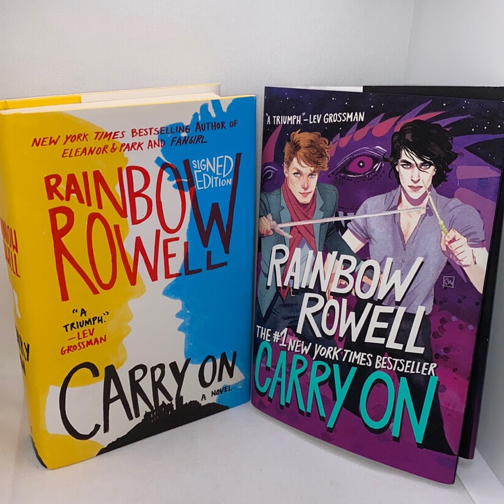 Rainbow Rowell Signed Carry On Hardcover with 2 Dust Jackets First Edition